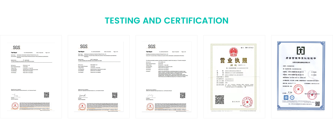 Packaging film certificate