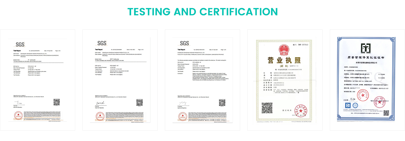 Clear packaging tape certificate